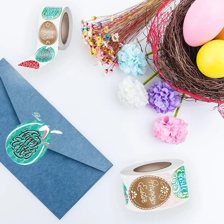 38 mm lihavõttepühade munadepühade kaunistuse ümmargune ovaalne ümbrikukleebis Peokaunistusega lastele mõeldud kingituste kirjatarvete pitseri kleebis