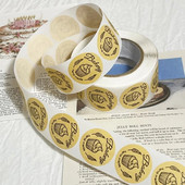 50-500 τμχ Στρογγυλό Kraft Baked With Love Αυτοκόλλητο Πακέτο DIY Scrapbooking Χειροποίητο με σφραγίδα αγάπης Ετικέτες Χαριτωμένα vintage αυτοκόλλητα