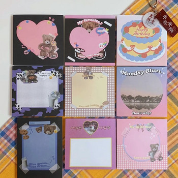 50 Sheets Ins Hot American retro style cute bear Mini Portable Notepad Diary Book Exercise Book Papelaria School Office Supplies