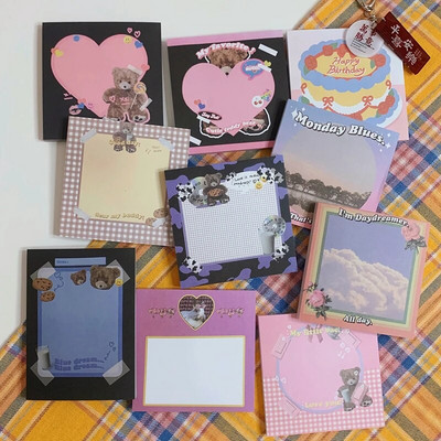 50 Sheets Ins Hot American retro style cute bear Mini Portable Notepad Diary Book Exercise Book Papelaria School Office Supplies