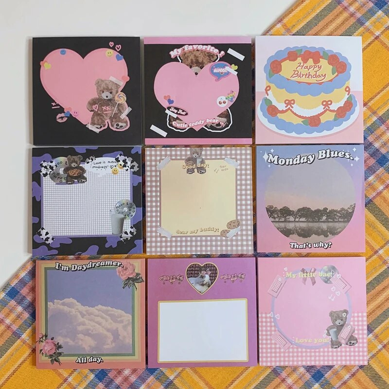 50 Sheets Ins Kuum Ameerika retrostiilis armas karu Mini Kaasaskantav Märkmik Päevik Harjutusraamat Papelaria kooli kontoritarbed