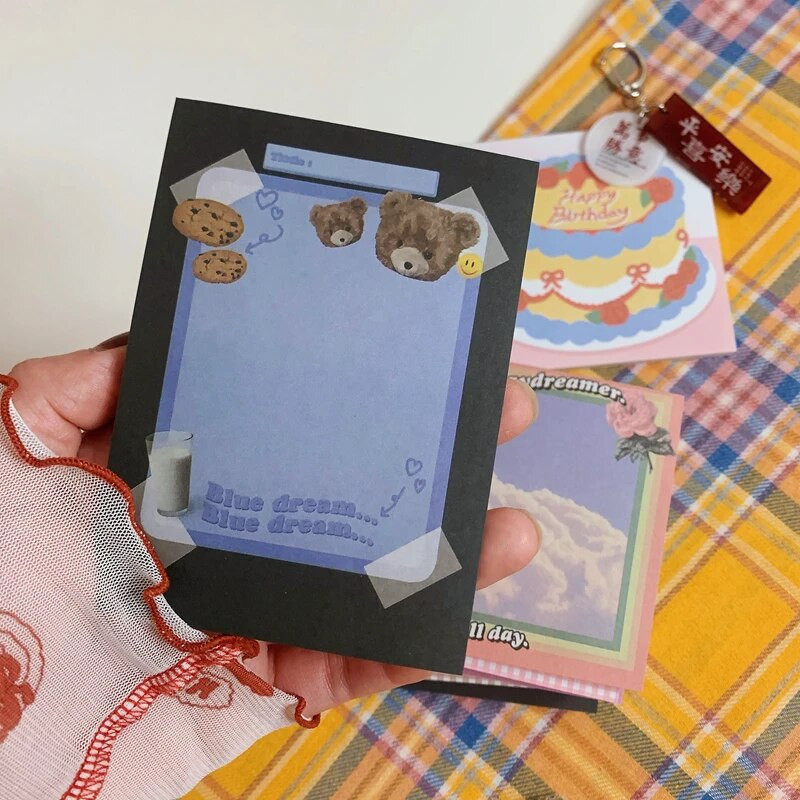 50 Sheets Ins Kuum Ameerika retrostiilis armas karu Mini Kaasaskantav Märkmik Päevik Harjutusraamat Papelaria kooli kontoritarbed