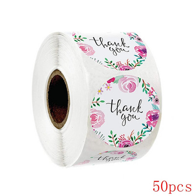 50–500 tk 1`` paberist käsitsi valmistatud kleebised Ümmargused lillelised tänukleebised küpsetamiseks ümbriku äripitseri etikettide kleebis