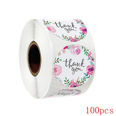 50–500 tk 1`` paberist käsitsi valmistatud kleebised Ümmargused lillelised tänukleebised küpsetamiseks ümbriku äripitseri etikettide kleebis