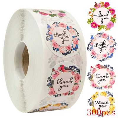 50–500 tk 1`` paberist käsitsi valmistatud kleebised Ümmargused lillelised tänukleebised küpsetamiseks ümbriku äripitseri etikettide kleebis