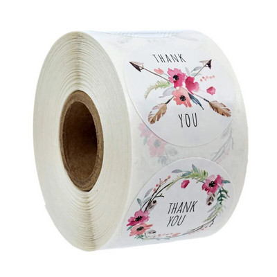 50-500 kom zlatna folija naljepnica hvala spomenar za omotnice pečat naljepnice naljepnice ružičasta bijela pozadina tiskanica naljepnica