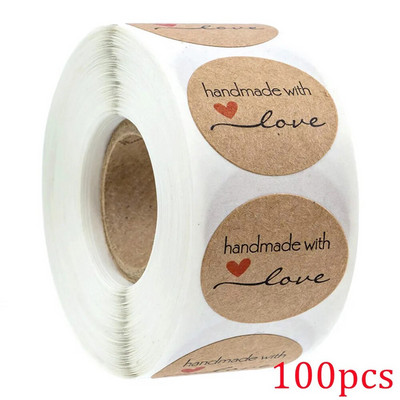 100-500 stuks kaubiku 1-tolline kraftpaberi kleebis