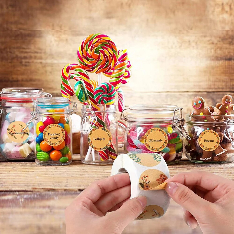 500 tk jõupaberist etiketid kleebised tühjad kirjutatavad pitseerimissildid kinkedekoori purki toidu klassifikatsiooni märgis kirjatarvete kleebised