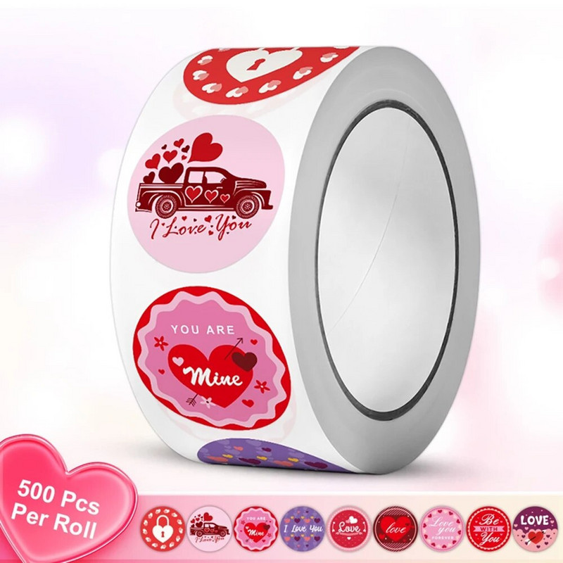 50-500 kom Naljepnice Sretno Valentinovo Poklon Pečat Naljepnica Papirnate naljepnice Pakiranje za vjenčanje Potrepštine Dekoracija DIY Rukotvorine