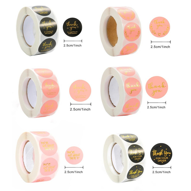 2,5 cm 500 tk kleebised rull-kingitus väljalõigete albumi sulgemiskleebised tänukirja kujundus sünnipäeva-pulmakingi kaunistuse sildid