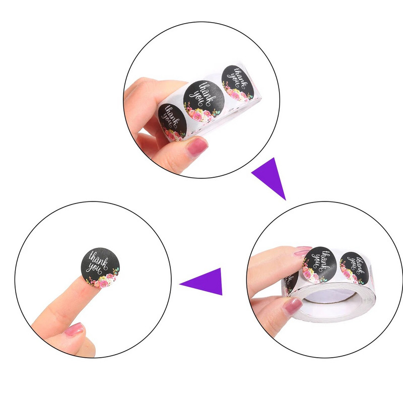 2,5 cm 500 tk kleebised rull-kingitus väljalõigete albumi sulgemiskleebised tänukirja kujundus sünnipäeva-pulmakingi kaunistuse sildid