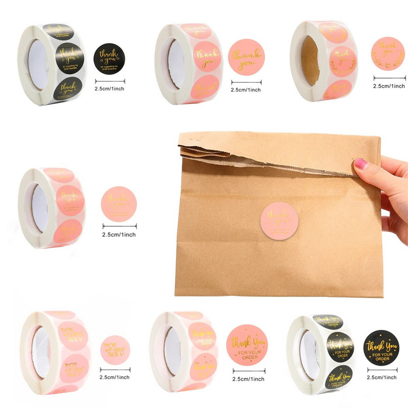 2,5 cm 500 tk kleebised rull-kingitus väljalõigete albumi sulgemiskleebised tänukirja kujundus sünnipäeva-pulmakingi kaunistuse sildid