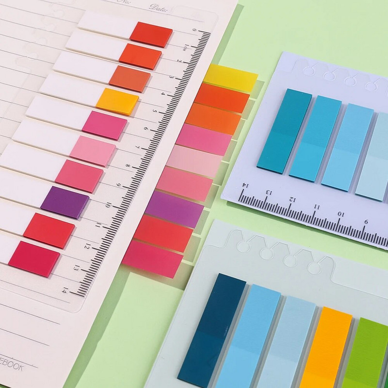 200 lehte Kleepuvad märkmed joonlauaga registrivahelehtede jaoks Lehekülje markerid Tegevusloendi planeerijad postitasid Kooli kontoritarbed