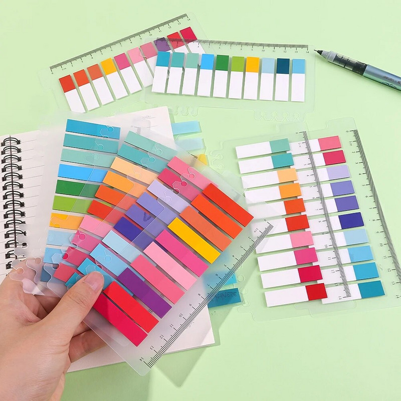 200 lehte Kleepuvad märkmed joonlauaga registrivahelehtede jaoks Lehekülje markerid Tegevusloendi planeerijad postitasid Kooli kontoritarbed