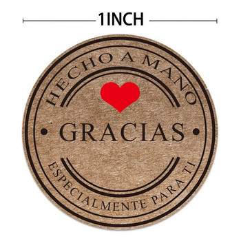 500Pcs Roll Spanish Gracias Kraft Seal Αυτοκόλλητο Γαλλικά Ευχαριστώ Fait Main Avec Amour DIY Χαρτί αυτοκόλλητη σφραγίδα δώρου