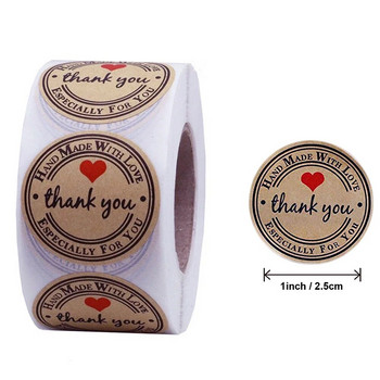 500Pcs Roll Spanish Gracias Kraft Seal Αυτοκόλλητο Γαλλικά Ευχαριστώ Fait Main Avec Amour DIY Χαρτί αυτοκόλλητη σφραγίδα δώρου