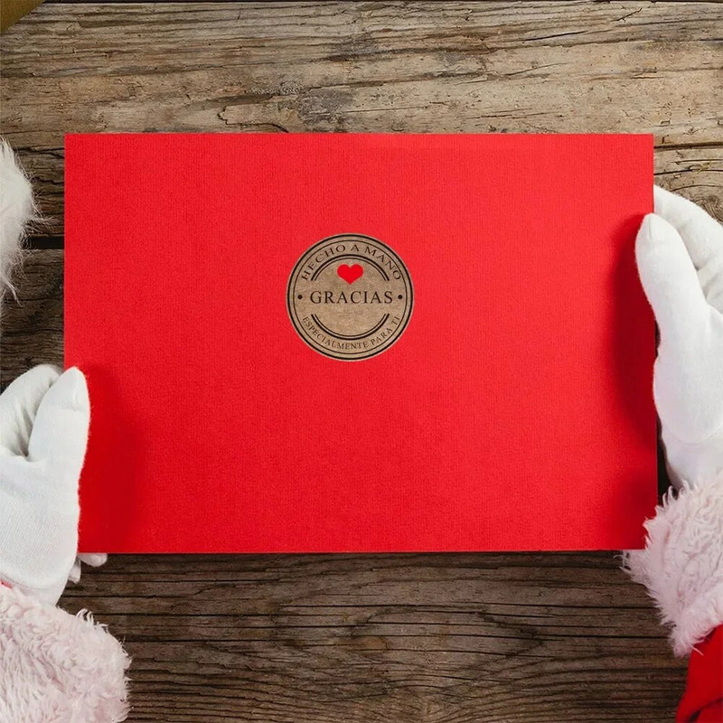 500 tk rull Hispaania Gracias Kraft Seal kleebis Prantsuse Aitäh Fait Main Avec Amour DIY Paberi etikett Kleebis Kingitus