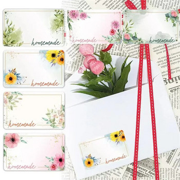 500 τμχ Λουλούδια Κενά εγγράψιμα αυτοκόλλητα ετικετών Σπιτικά αυτοκόλλητα ετικετών με όνομα δώρου για DIY Small Shop Packaging Supplies Λεύκωμα