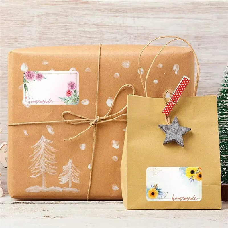 500 tk lilled tühjad kirjutatavad sildikleebised isetehtud kingituse nimesildi kleebised väikese poe pakenditarvikute väljalõigete albumile