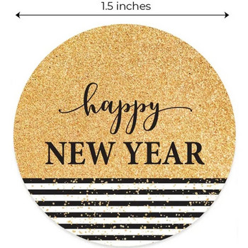 1,5-инчов кръгъл стикер Честита Нова Година Стикер за украса на домашно парти Стикер за печат за нова година Стикер за подарък Канцеларски плик Етикет за печене