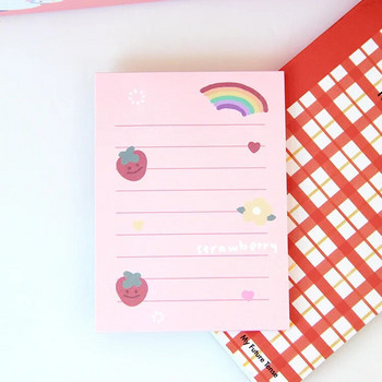 MINKYS 50 листа Kawaii Pink Strawberry Memo Notes Paper To Do List Journal Paperlaria DIY Material Училищни канцеларски материали