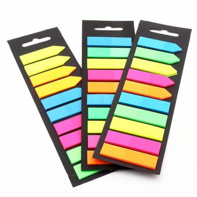 200 листа Флуоресцентен цветен Memo Pad Самозалепващи се лепкави бележки Маркер за отметки Memo Sticker Хартия Училищни офис консумативи
