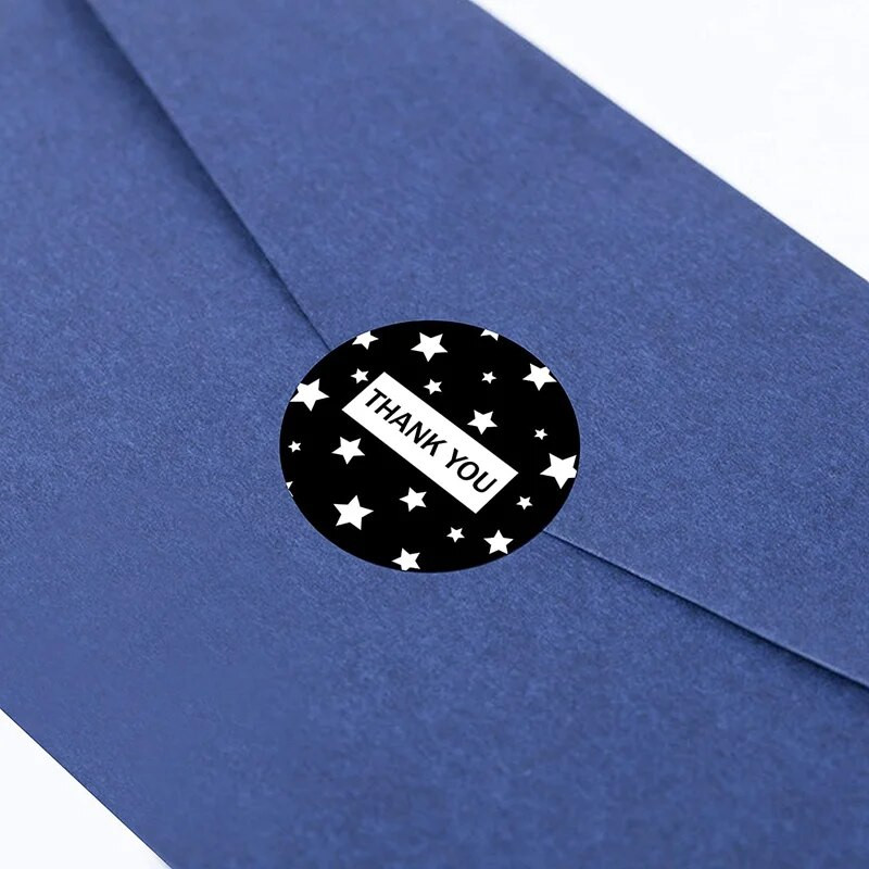 100 – 500 ks čiernobielych nálepiek s poďakovaním pre malé firmy, pečať, etikety, ručne vyrobené etikety, 8 vzorov, nálepky na papierenské potreby