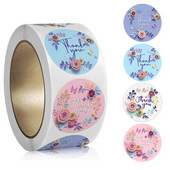 100-500Pcs 2023 Νέο ευχαριστήριο αυτοκόλλητο για ετικέτες σφραγίδων Στρογγυλές λουλουδένιες ετικέτες πολλαπλών χρωμάτων Επαγγελματικά χειροποίητα αυτοκόλλητα χαρτικά
