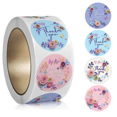 100-500Pcs 2023 Νέο ευχαριστήριο αυτοκόλλητο για ετικέτες σφραγίδων Στρογγυλές λουλουδένιες ετικέτες πολλαπλών χρωμάτων Επαγγελματικά χειροποίητα αυτοκόλλητα χαρτικά