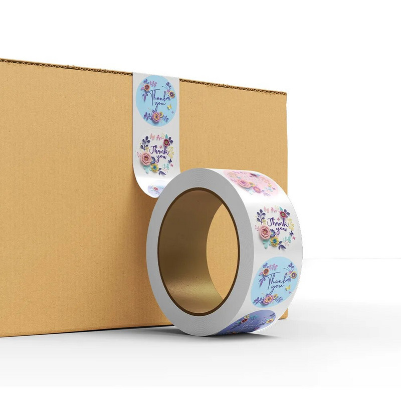100-500Pcs 2023 Νέο ευχαριστήριο αυτοκόλλητο για ετικέτες σφραγίδων Στρογγυλές λουλουδένιες ετικέτες πολλαπλών χρωμάτων Επαγγελματικά χειροποίητα αυτοκόλλητα χαρτικά