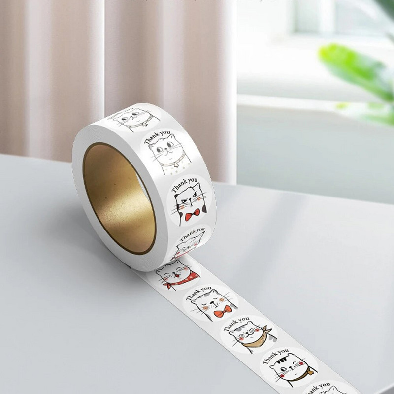 100-500Pcs 2023 Νέο ευχαριστήριο αυτοκόλλητο για ετικέτες σφραγίδων Στρογγυλές λουλουδένιες ετικέτες πολλαπλών χρωμάτων Επαγγελματικά χειροποίητα αυτοκόλλητα χαρτικά