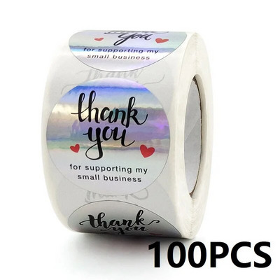 100-500 vnt. Padėkos lipdukai verslui Nauji Merci Pakuotės Riedantys lipdukai Apvalūs Namuose pagaminti lipdukai Pakuotės etiketės
