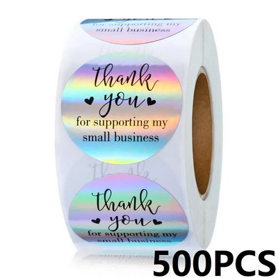100-500 vnt. Padėkos lipdukai verslui Nauji Merci Pakuotės Riedantys lipdukai Apvalūs Namuose pagaminti lipdukai Pakuotės etiketės
