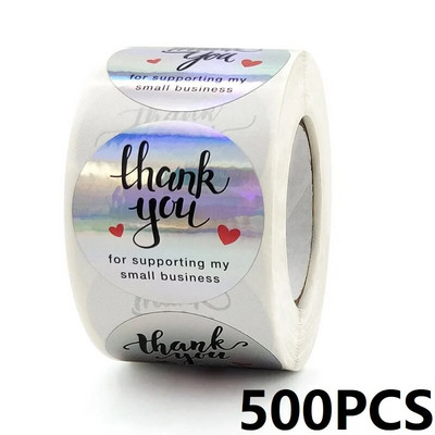 100-500 vnt. Padėkos lipdukai verslui Nauji Merci Pakuotės Riedantys lipdukai Apvalūs Namuose pagaminti lipdukai Pakuotės etiketės