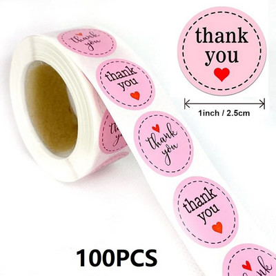 100-500 vnt. Padėkos lipdukai verslui Nauji Merci Pakuotės Riedantys lipdukai Apvalūs Namuose pagaminti lipdukai Pakuotės etiketės