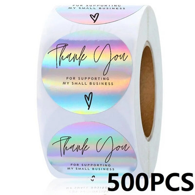 100-500 vnt. Padėkos lipdukai verslui Nauji Merci Pakuotės Riedantys lipdukai Apvalūs Namuose pagaminti lipdukai Pakuotės etiketės