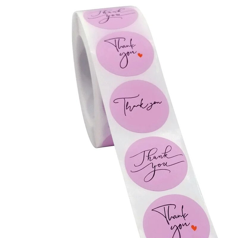 100-500 vnt. Padėkos lipdukai verslui Nauji Merci Pakuotės Riedantys lipdukai Apvalūs Namuose pagaminti lipdukai Pakuotės etiketės