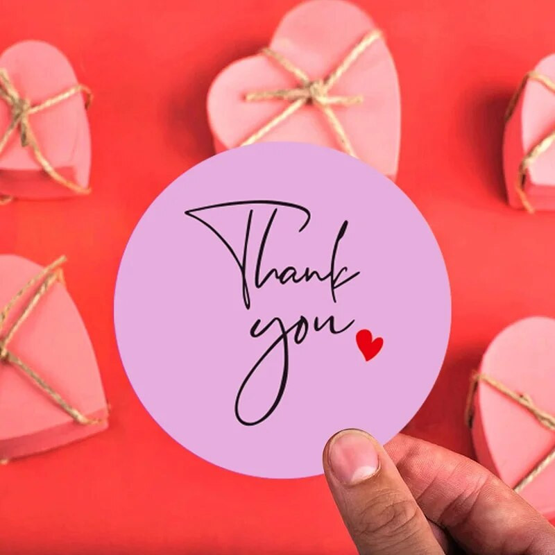 100-500 vnt. Padėkos lipdukai verslui Nauji Merci Pakuotės Riedantys lipdukai Apvalūs Namuose pagaminti lipdukai Pakuotės etiketės