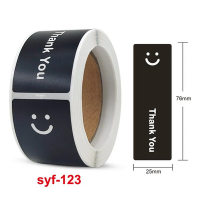 120 τεμ/ρολό Χαμογελαστό πρόσωπο Ασπρόμαυρο Ευχαριστώ Ορθογώνια αυτοκόλλητο σφραγίδα Αυτοκόλλητο δώρου για Ετικέτα διακόσμησης σπιτικής συσκευασίας