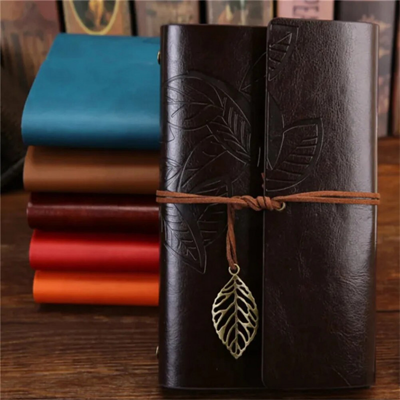 Retrolehtedega kirjutamisajakirja märkmik Reisikirjutusripatsid Klassikaline reljeefne vintage nahast märkmik Loomingulised kingituste kirjatarbed