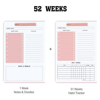 Spiral Binder Notebooks 52 Weeks Weekly Planners A5 Agenda Πρόγραμμα διοργανωτής Εφημερίδα Σχολικά προμήθειες γραφείου Χαρτικά