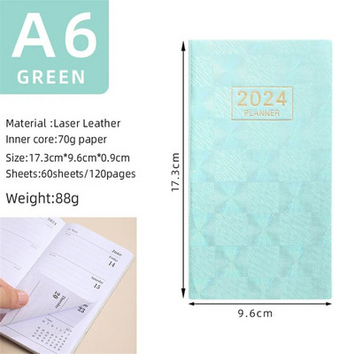 2024. aasta sülearvuti A6 päevakava inglise keeles Kuuplaneerija märkmeraamatud Caderno Escolari märkmik Armas kooligraafik Libreta Planificador