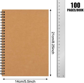 A5 B6 Retro Spiral Coil Sketchbook Χαρτί Kraft Σημειωματάριο Σκίτσο Ζωγραφική Ημερολόγιο Σημειωματάριο μαθητή Βιβλίο Υπόμνημα Sketch Pad