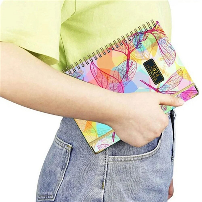 Igapäevane kalendriplaneerija mähismärkmik 2024. Iganädalane igakuine kontori päevakava korraldaja Ajahaldus Isiklike kohtumiste päevik