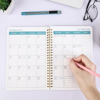 2024 Journal Planner Седмичен дневен план Календар A5 Coil Notebook Английски спортен пунш График Офис Дневен ред Организатор Книга