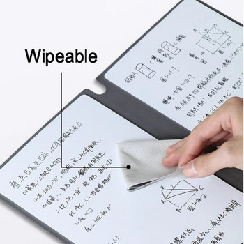 Κομψό επαναχρησιμοποιούμενο Weekly Planner Δερμάτινο A5 με στυλό λευκού πίνακα με υφασμάτινο σβήσιμο σημειωματάριο πίνακα σημειώσεων Σημειωματάριο Whiteboard