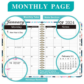 2024 A5 Agenda Planner Бележник Дневник Седмичен месец Цел Навик Графици Дневник Тетрадки Училищни канцеларски материали Офис консумативи