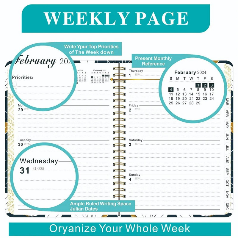 2024 A5 Agenda Planner Σημειωματάριο Ημερολόγιο Εβδομαδιαία Μήνας Στόχος Πρόγραμμα Συνήθειας Περιοδικό Τετράδια Σχολικά επιστολόχαρτα Είδη γραφείου