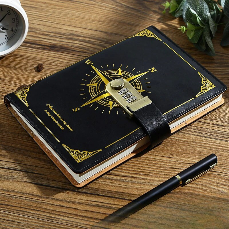 Paroolimärkmete päevikuraamat lukuga Uued poisid Lihtne Kunst Retro Tüdrukud Privaatne Retro PUP Nahast Nägu Salapäevik tüdrukutele