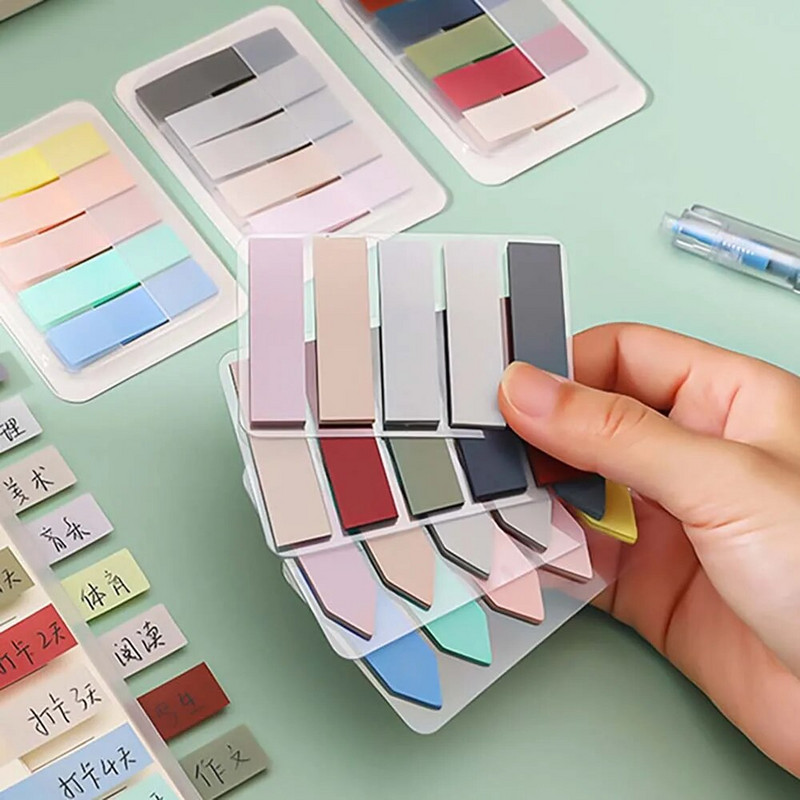 100Φύλλο/παρτίδα Morandi Υπόμνημα Ευρετήριο Καρτέλες PET Βέλος Σημαίες κολλώδους σημείωσης για Αυτοκόλλητα σχεδιασμού σήμανσης σελίδας Αυτοκόλλητα γραφείου Σχολική γραφική ύλη